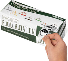 Load image into Gallery viewer, Daily Food Rotation Labels - Writable Surface | Trilingual Labels | Seven Bold Colors | Easy Dispensing Box | Cold-Tolerant Adhesive