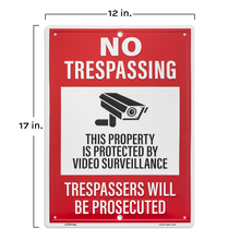 Load image into Gallery viewer, No Trespassing Sign Cameras Prosecuted Aluminum