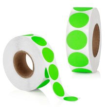 Load image into Gallery viewer, Bulk Case of 50 Sets - 2000pcs Neon Green Dot Sticker Label Roll, 1" Diameter, Labels for Inventory, Color Code Labels, Organization Stickers, 1000/roll (Pack of 2)