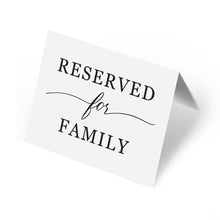 Load image into Gallery viewer, Bulk Case of 100 Sets - Reserved For Family Seating Signs 20 Pack | Elegant 3&quot; x 4&quot; Reserved Table Signs for Wedding Reception Restaurant Party