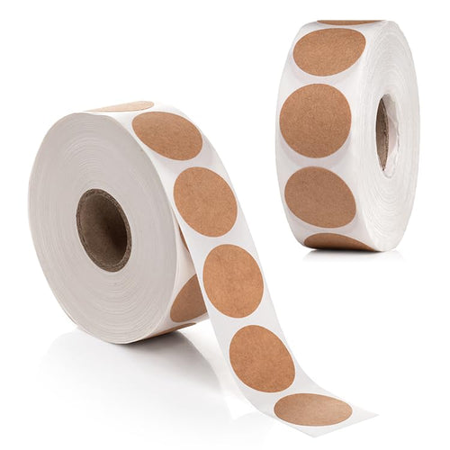 Bulk Case of 50 Sets - 2000pcs Kraft Dot Stickers Roll 1 inch Diameter, 1000/roll (Pack of 2)
