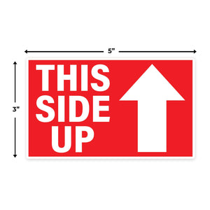 Bulk Case of 10 Rolls - This Side Up 500 Labels per Roll 3"x5" by Sutter Signs