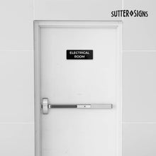 Load image into Gallery viewer, Bulk Case of 100 Signs - Electrical Room Sign, Durable ABS Plastic with Full Adhesive Backing, Sign for Door or Wall, 2x6"
