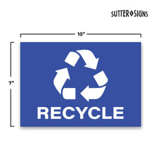 Load image into Gallery viewer, Bulk Case of 182 Sets - Recycle Stickers, Self Adhesive Weatherproof Vinyl Stickers, Blue, 7&quot; x 10&quot; (Pack of 4)
