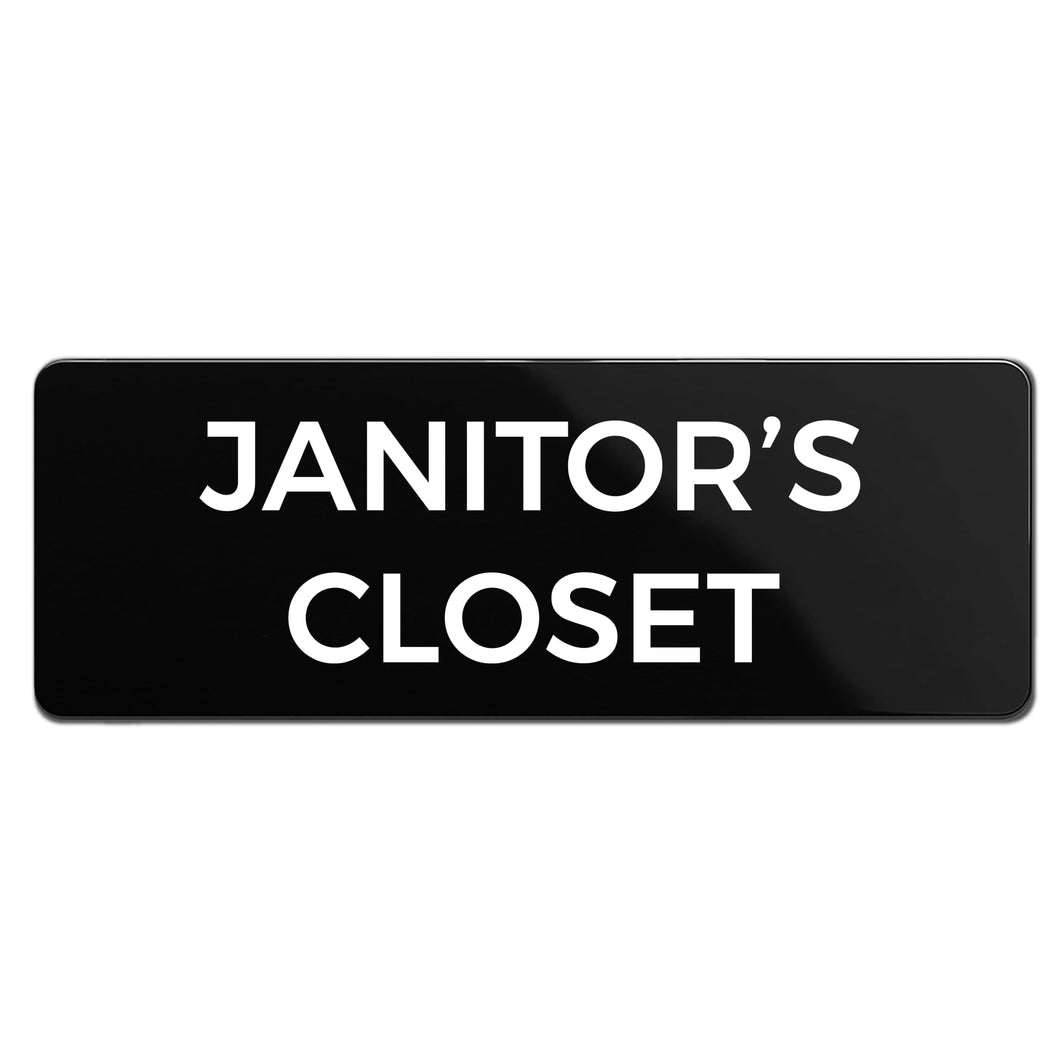 Bulk Case of 250 Signs - Janitor's Closet Sign, Durable ABS Plastic with Full Adhesive Backing, Sign for Door or Wall, 2x6