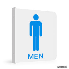 Load image into Gallery viewer, Bulk Case of 100 Sets - Men&#39;s Restroom Projecting Sign | Double Sided Mens Room Wall Sign, 6&quot; x 6&quot;
