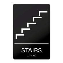 Load image into Gallery viewer, Bulk Case of 100 Signs - Stairs Sign with Braille, Self Adhesive ADA Building Sign, 6&quot; x 9&quot;