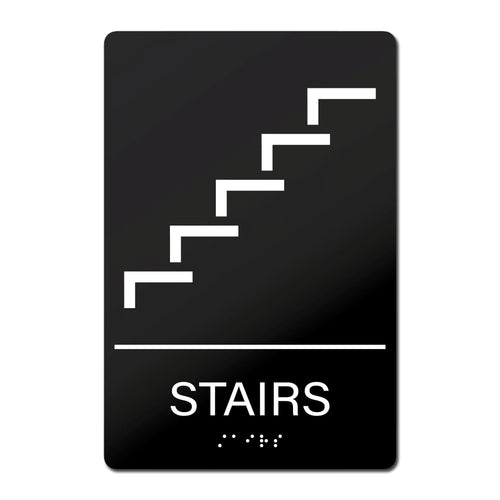 Bulk Case of 100 Signs - Stairs Sign with Braille, Self Adhesive ADA Building Sign, 6