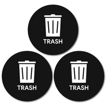 Load image into Gallery viewer, Bulk Case of 200 Sets - 3pk Trash Stickers | 4&quot; Weatherproof Decals for Outside Waste, Garbage Cans, and Trash Bins
