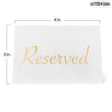 Load image into Gallery viewer, Bulk Case of 150 Sets - Reserved Table Signs for Wedding 20 Pack | Elegant Gold Place Cards Reserved for Family at Wedding Reception Restaurant Party