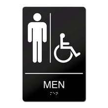Load image into Gallery viewer, Bulk Case of 250 Sets - Men&#39;s Room Sign - Self-Adhesive ABS Plastic Braille Sign - 9&quot; x 6&quot;