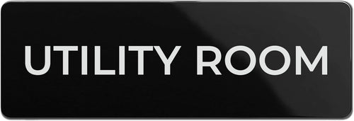 Bulk Case of 250 - Utility Room Sign, Durable ABS Plastic with Full Adhesive Backing, Sign for Door or Wall, 2x6