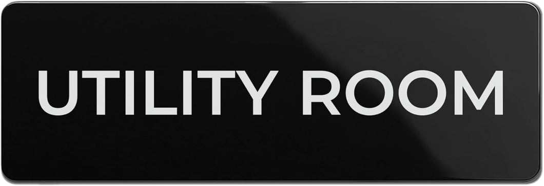 Bulk Case of 250 - Utility Room Sign, Durable ABS Plastic with Full Adhesive Backing, Sign for Door or Wall, 2x6