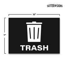 Load image into Gallery viewer, Bulk Case of 200 Sets - Trash Stickers, Self Adhesive Weatherproof Vinyl Stickers, Black, 7&quot; x 10&quot; (Pack of 4)