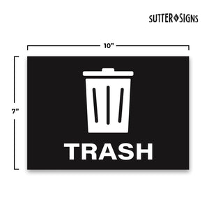 Bulk Case of 100 Sets - 4pc Recycle Stickers + 4pc Trash Stickers | Weatherproof Vinyl Sticker Recycling Signs for Trash Bins, 7" x 10"