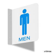Load image into Gallery viewer, Bulk Case of 50 Sets - 2pcs Men&#39;s &amp; Women&#39;s Restroom Projecting Signs | Double Sided Wall Mount Signs, 6&quot; x 6&quot;