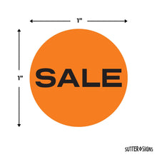 Load image into Gallery viewer, Bulk Case of 100 Rolls - 1000 pcs Sale Stickers for Retail Store Bright Orange Garage Yard Sales
