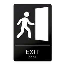 Load image into Gallery viewer, Bulk Case of 100 Signs - Exit Sign with Braille 9x6", ABS Plastic Exit Route Sign &amp; Self Adhesive Business Evacuation Plaque