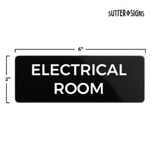 Load image into Gallery viewer, Bulk Case of 250 Signs - Electrical Room Sign, Durable ABS Plastic with Full Adhesive Backing, Sign for Door or Wall, 2x6&quot;