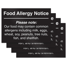 Load image into Gallery viewer, Bulk Case of 168 Sets - Food Allergy Notice Stickers, Restaurant Food Service Signs, Self Adhesive Vinyl Stickers, 10&quot; x 7&quot; (Pack of 4)