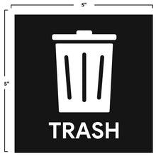 Load image into Gallery viewer, Bulk Case of 250 Sets - Trash and Recycle Stickers for Trash Cans – 4 Pack Indoor/Outdoor Vinyl Decals for Garbage &amp; Recycling Bins – Large 5" Waterproof Waste Sorting Labels (2 Black Trash, 2 Blue Recycle)