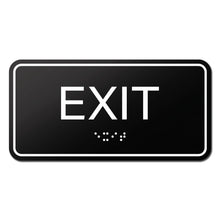 Load image into Gallery viewer, Bulk Case of 100 Signs - Exit Sign with Braille, Black, Self Adhesive ADA Building Sign, 6&quot; x 3&quot;