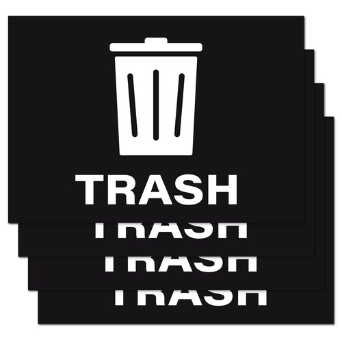 Bulk Case of 200 Sets - Trash Stickers, Self Adhesive Weatherproof Vinyl Stickers, Black, 7