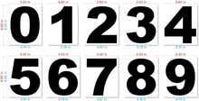 Load image into Gallery viewer, Bulk Case of 50 Sets - Black Vinyl Numbers 6 Inch 0-9 (2 Sets) - Weatherproof Peel and Stick Adhesive Number Stickers