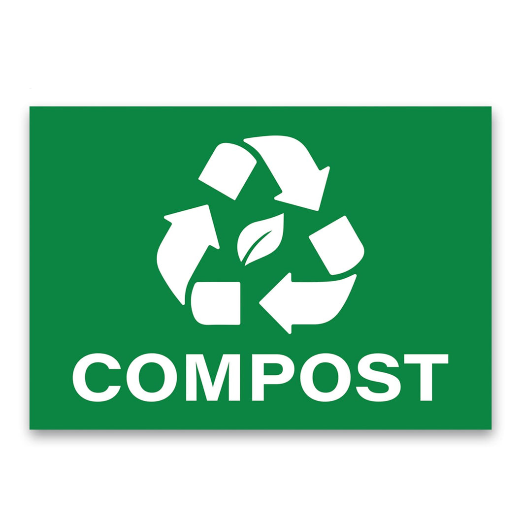 Bulk Case of 177 Sets - Compost Stickers, Self Adhesive Weatherproof Vinyl Stickers, Green, 7