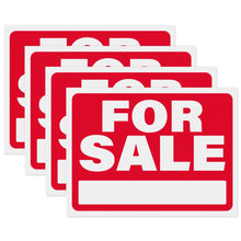 Load image into Gallery viewer, Bulk Case of 87 Sets - For Sale Signs 12x9, Plastic Signs for Used Car, Trailer, Vehicle for Sale, Waterproof Plastic (Pack of 4)