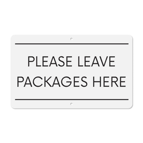 Bulk Case of 100 Signs - Please Leave Packages Here Sign | Delivery Sign for Drivers | White Aluminum Weatherproof Metal, 6