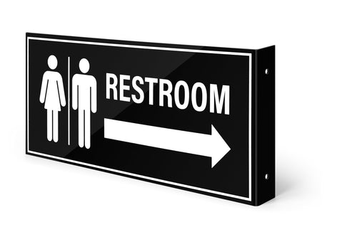 Bulk Case of 84 Signs - Restroom Sign with Arrow | 12.1