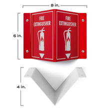 Load image into Gallery viewer, Bulk Case of 100 Signs - 3D Fire Extinguisher Sign | Projecting Wall Mount Fire Safety Sign, 6&quot; x 8&quot; x 4&quot;