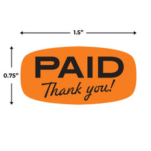 Load image into Gallery viewer, Bulk Case of 100 Rolls - 1000 pcs Paid Stickers Self Adhesive Labels Bright Orange 1 Roll by Sutter Signs