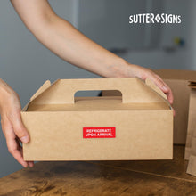 Load image into Gallery viewer, Bulk Case of 100 Rolls - Refrigerate Upon Arrival Stickers 500 Labels per Roll 1"x3" by Sutter Signs