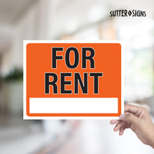 Load image into Gallery viewer, Bulk Case of 100 Sets - For Rent Sign 14x11, Plastic Sign for Home, Office, Rental, Commercial Propety, Waterproof Plastic (Pack of 2)
