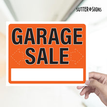 Load image into Gallery viewer, Bulk Case of 50 Sets - 4pk Garage Sale Signs 14" x 11", Large Weatherproof Plastic Signs with Fill In Arrows and Address Input Area for Easy Naviagation to Your Garage Sale