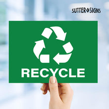 Load image into Gallery viewer, Bulk Case of 200 Sets - Recycle Stickers, Self Adhesive Weatherproof Vinyl Stickers, Green, 7&quot; x 10&quot; (Pack of 4)
