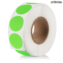 Load image into Gallery viewer, Bulk Case of 50 Sets - 2000pcs Neon Green Dot Sticker Label Roll, 1" Diameter, Labels for Inventory, Color Code Labels, Organization Stickers, 1000/roll (Pack of 2)