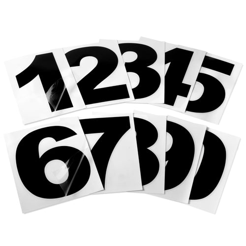 Bulk Case of 100 Sets - Black Vinyl Numbers 6 Inch 0-9 - Weatherproof Peel and Stick Adhesive Number Stickers