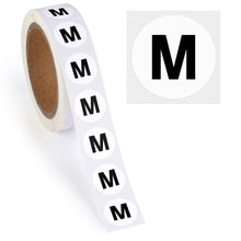 Load image into Gallery viewer, Bulk Case of 250 Rolls - 500pcs Letter M Stickers, 0.6" Letter Sticker Dot Labels for Organization Inventory, 500/roll