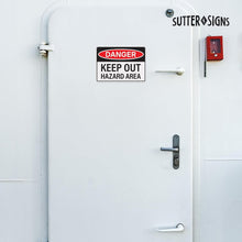 Load image into Gallery viewer, Bulk Case of 67 Sets - 4pcs Danger Keep Out Hazard Area Sign 14x10 inch | Plastic Sign for Construction Site, Hazard Area, No Trespassing, Waterproof Plastic