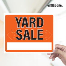 Load image into Gallery viewer, Bulk Case of 50 Sets - Yard Sale Signs 4 Pack Weatherproof Plastic Sign Yard Sale Supplies with Fill In Direction Arrows and Address Write In Area, 14" x 11"