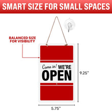 Load image into Gallery viewer, Bulk Case of 167 Sets - Will Return Sign with Adjustable Clock, 9.25" x 5.75" Two Sided Plastic Sign with Twine and Suction Cup Hook, Business Hours Open Closed
