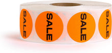 Load image into Gallery viewer, Bulk Case of 100 Rolls - 1000 pcs Sale Stickers for Retail Store Bright Orange Garage Yard Sales