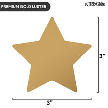 Load image into Gallery viewer, Bulk Case of 100 Sets - Gold Star Paper Cutouts 108pcs | Cut Out Shapes for Bulletin Board, Classroom, Decorations, Crafts. 3" x 3"