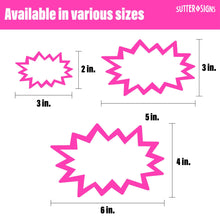 Load image into Gallery viewer, Bulk Case of 66 Sets - Starburst Signs with Stickers 100pcs | 50pcs Cards &amp; 50pcs Sticker Dots. 6x8 inch (Neon)