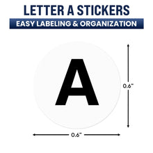 Load image into Gallery viewer, Bulk Case of 250 Rolls - 500pcs Letter A Stickers, 0.6" Letter Sticker Dot Labels for Organization Inventory, 500/roll