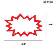 Load image into Gallery viewer, Bulk Case of 144 Sets - Starburst Signs with Stickers 200pcs | 100pcs Price Sign Cards &amp; 100pcs Strong Sticker Dots. 3x5 inch (White)