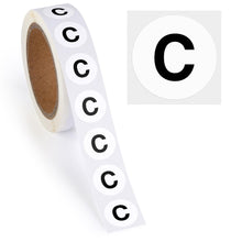 Load image into Gallery viewer, Bulk Case of 250 Rolls - 500pcs Letter C Stickers, 0.6" Letter Sticker Dot Labels for Organization Inventory, 500/roll